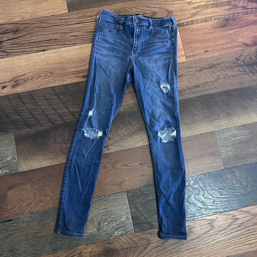 Hollister Dark Blue Distressed Skinny Jeans